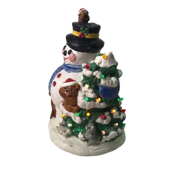 Vintage 92' Will E. Melts Hand Painted Ceramic Light-up Snowman Christmas Decor - Picture 4 of 7